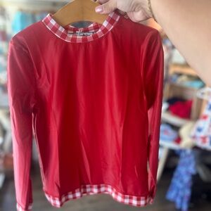 Boys Red Gingham Rashguard 5T, 6T NWT